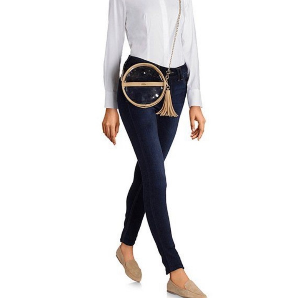 Gianni Bini Clear Circle Stadium Crossbody Bag in Tan/Camel